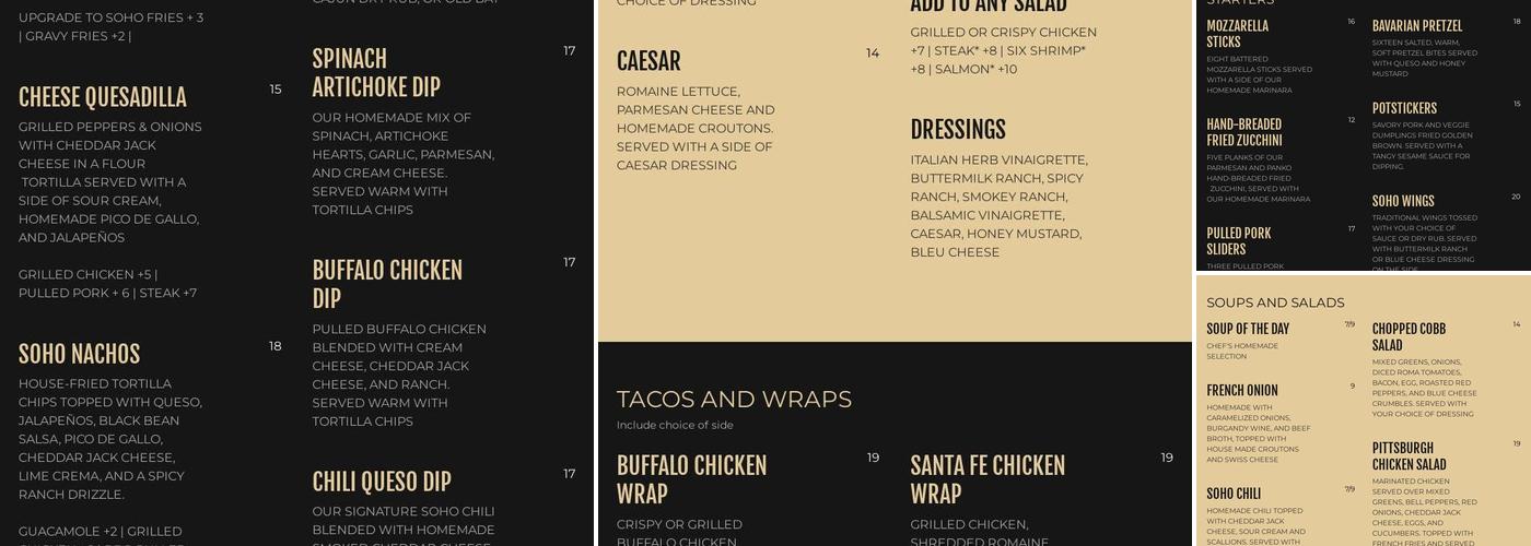SoHo Menu