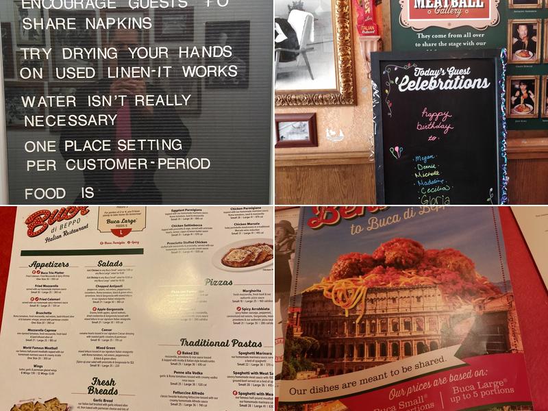 Buca di Beppo Italian Restaurant Menu