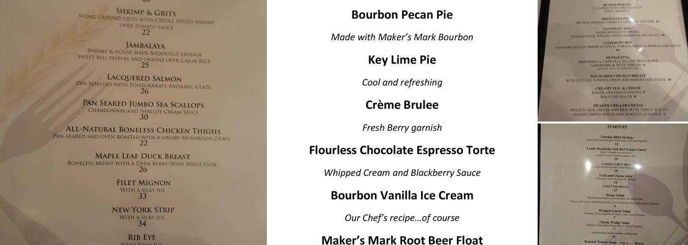 Hearth Restaurant Menu