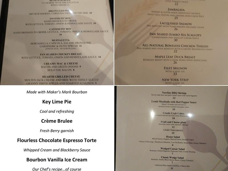 Hearth Restaurant Menu