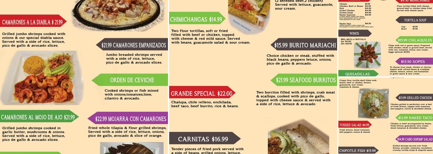 Mariachi Mexican Restaurant Bar and Grill Menu