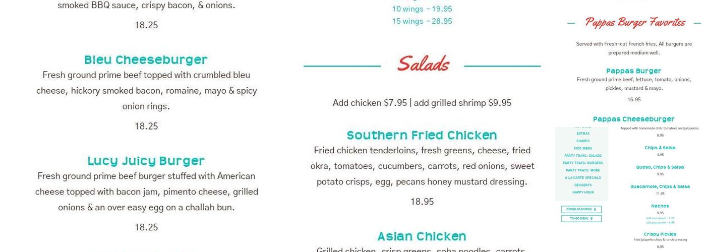 Pappas Burger Menu