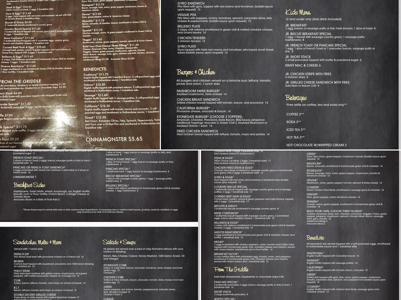 Stonegate Cafe Menu