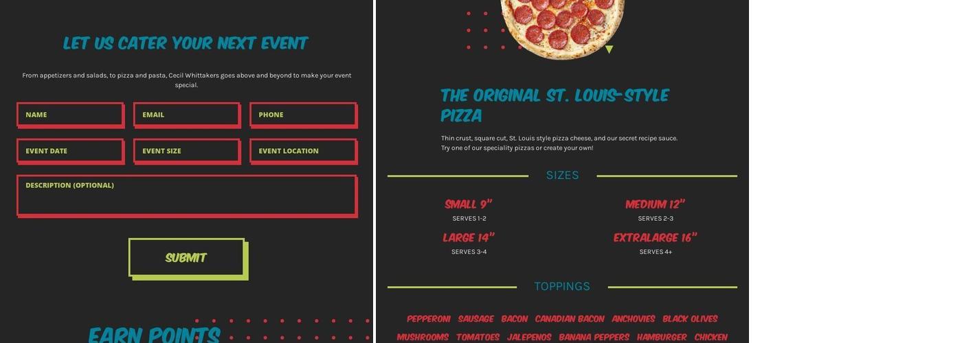 Cecil Whittaker's Pizza Menu