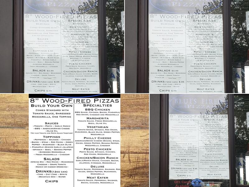 Blues Fired Pizza Menu