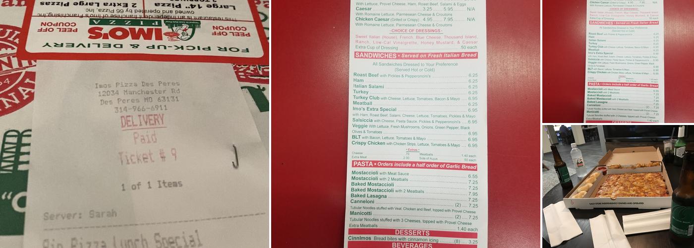 Imo's Pizza Menu