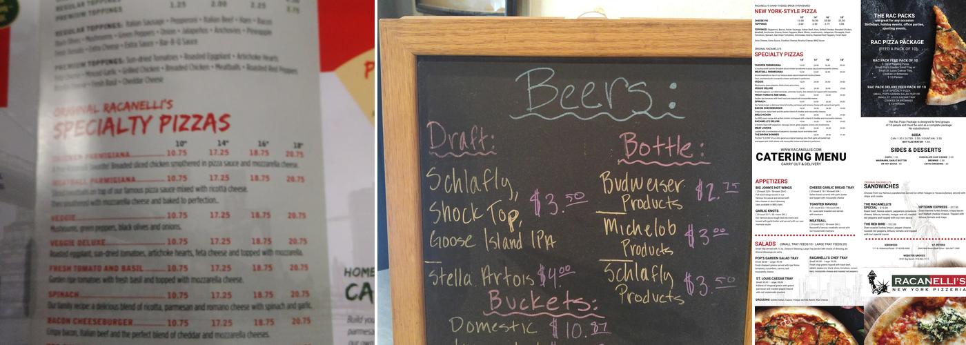 Racanelli’s New York Pizzeria Menu
