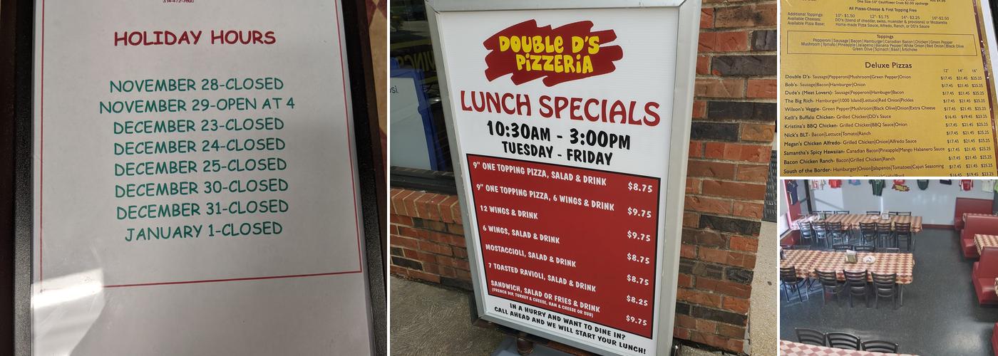 Double D's Pizzeria Menu