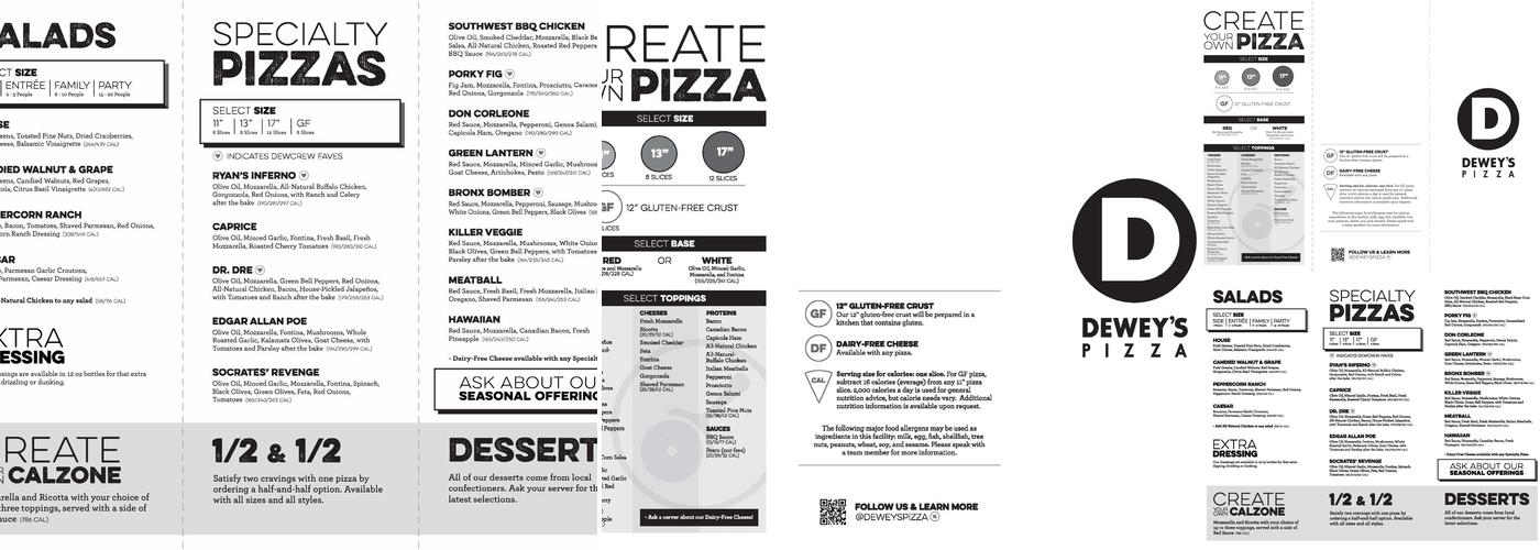 Dewey's Pizza Menu