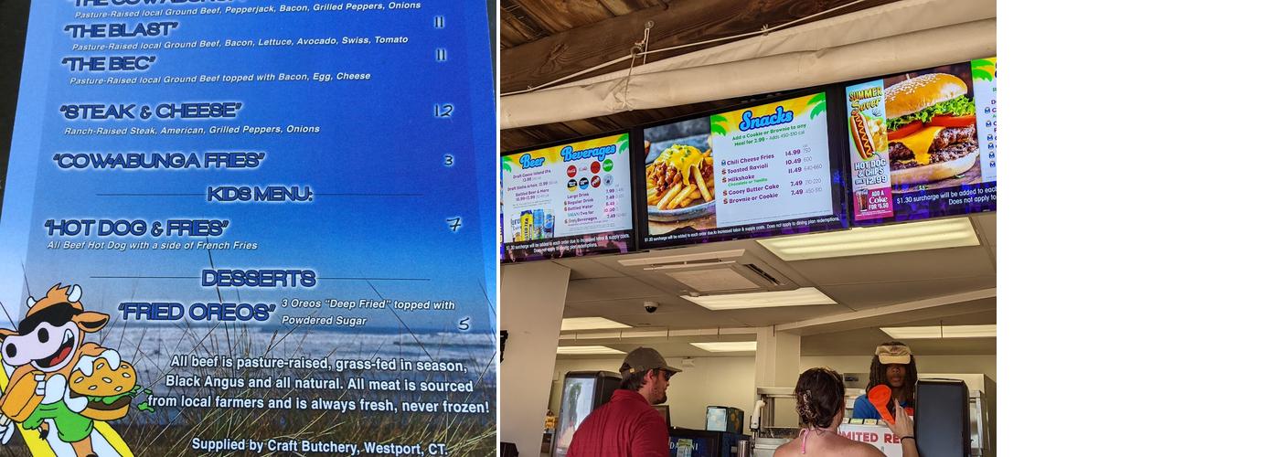 Cowabunga Burgers Menu