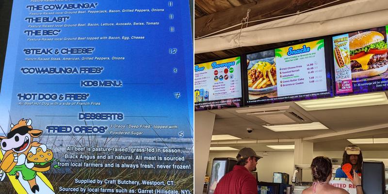 Cowabunga Burgers Menu