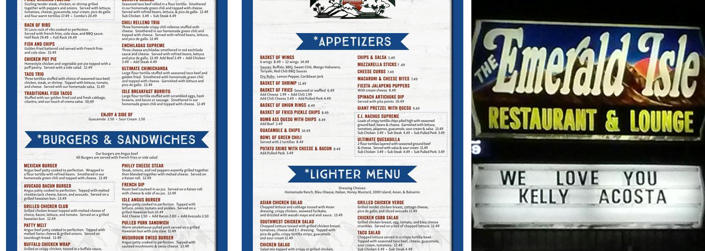 Emerald Isle Restaurant Menu