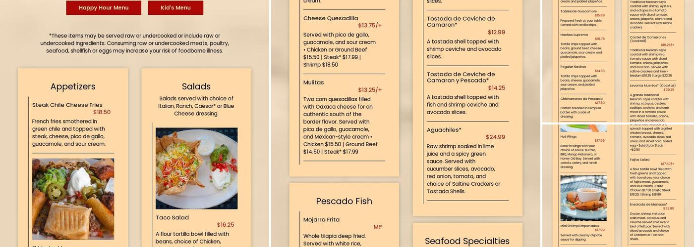 Real de Minas Menu
