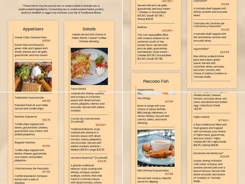 Real de Minas Menu
