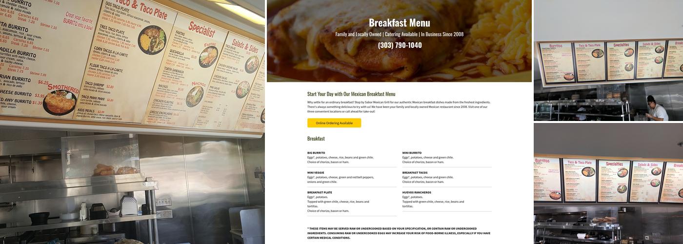 Sabor Mexican Grill Menu