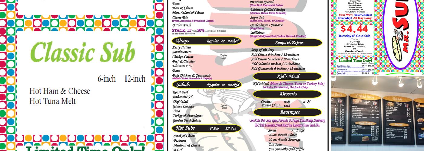 Mr. Sub Menu