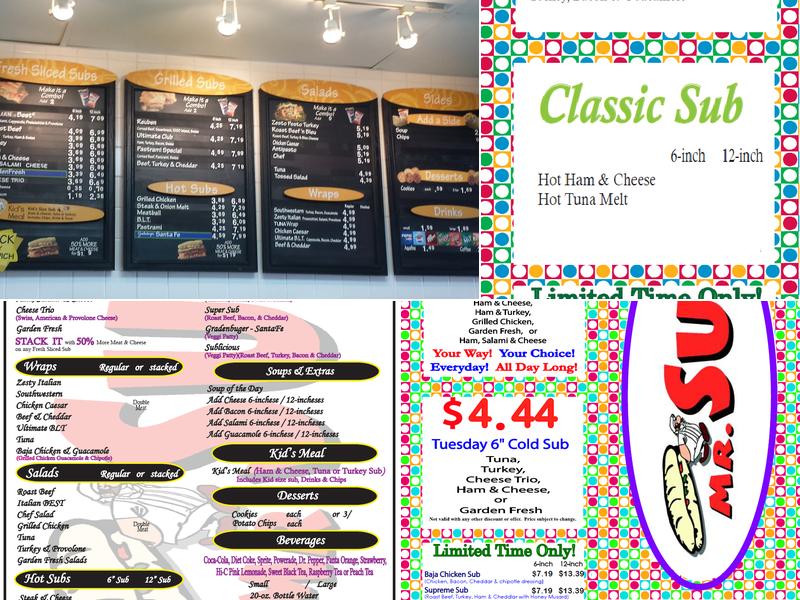 Mr. Sub Menu