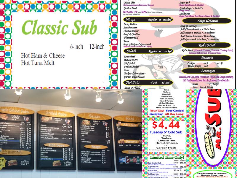 Mr. Sub Menu