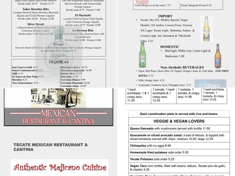 Tecate Menu