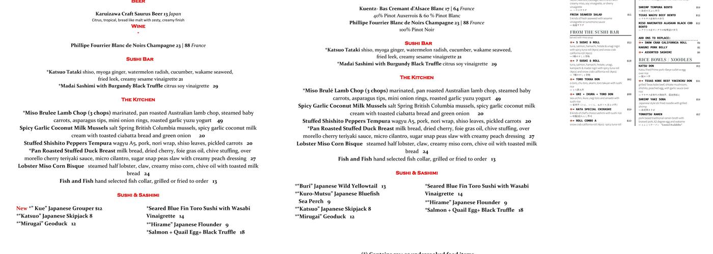Kata Robata Menu