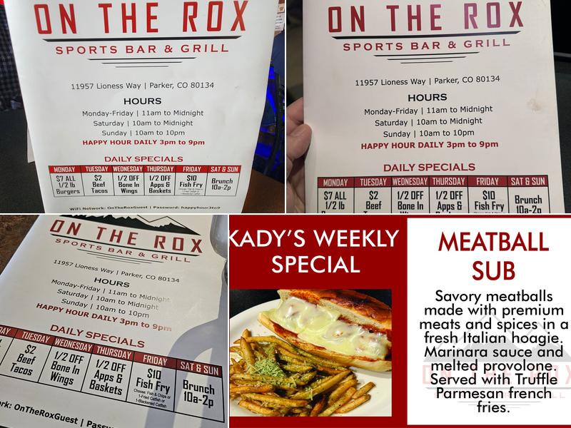 On the Rox Sports Bar & Grill Menu