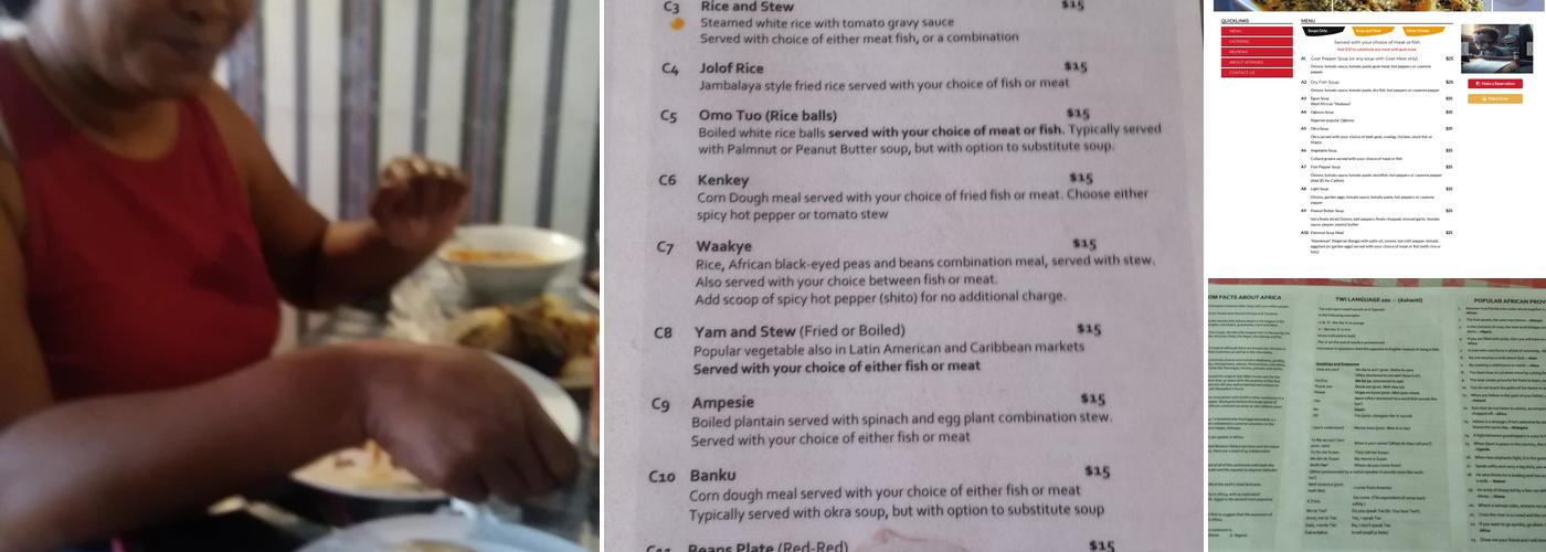 Afrikiko Menu