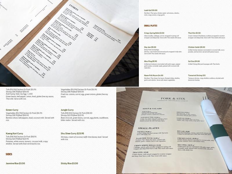 Fork & Stix Menu