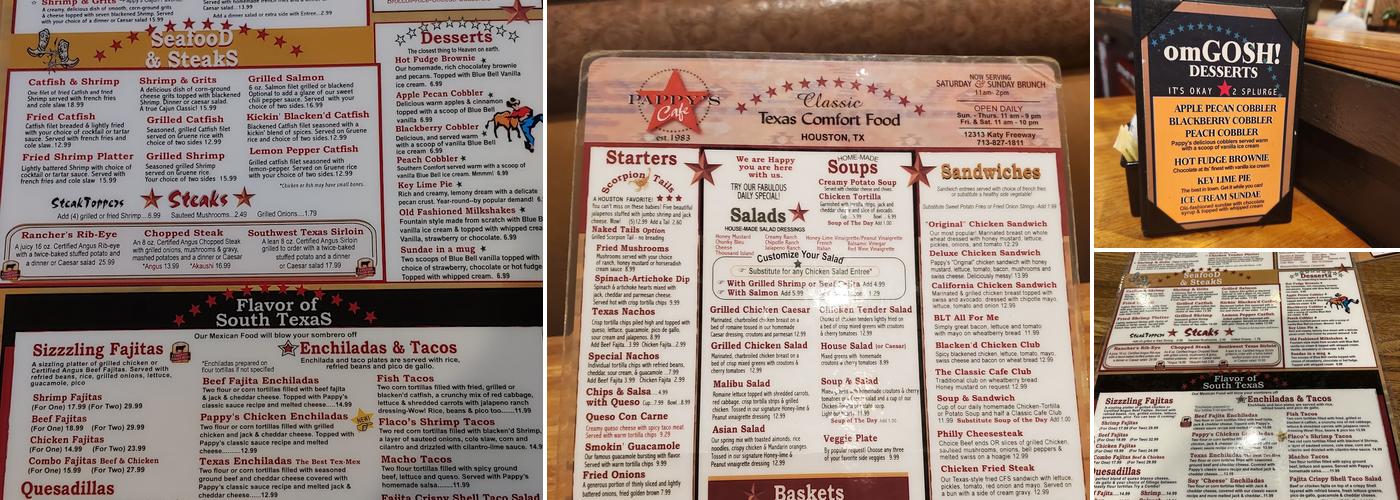 Pappy's Cafe Menu