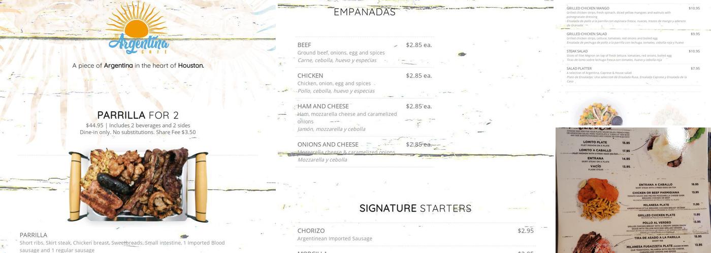 Argentina Cafe Menu