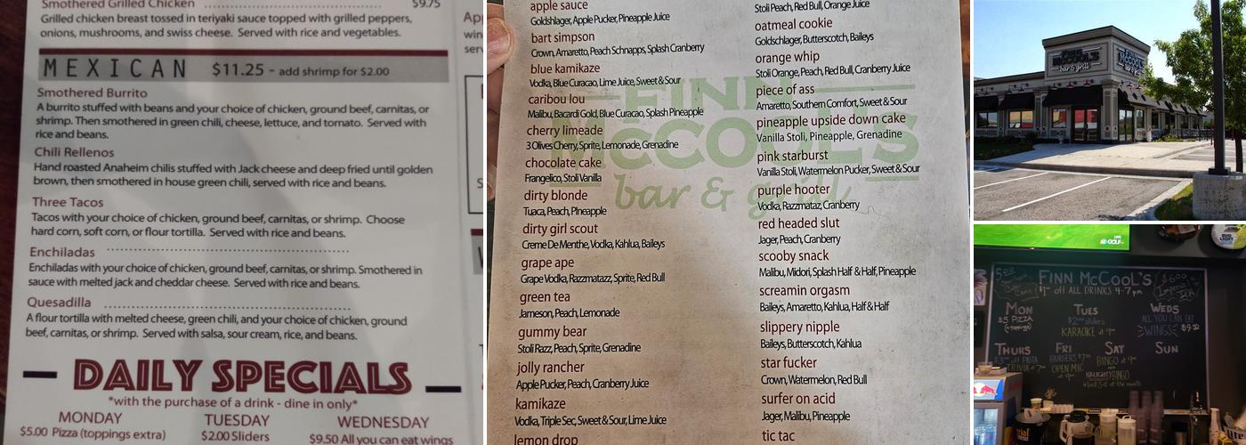 Finn McCool's Bar & Grill Menu