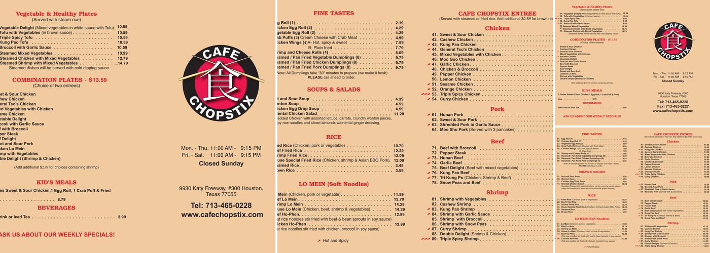 Cafe Chopstix Menu