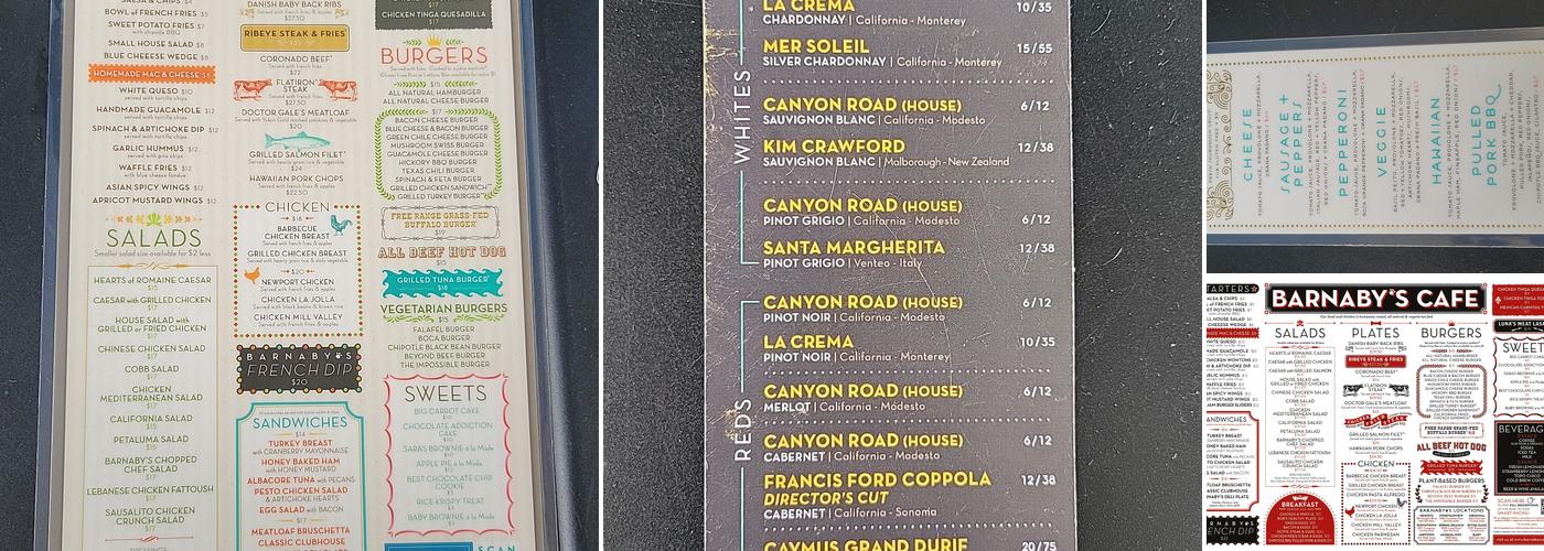 Barnaby's Cafe Menu