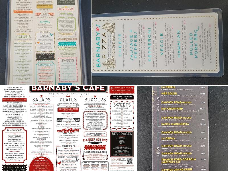Barnaby's Cafe Menu