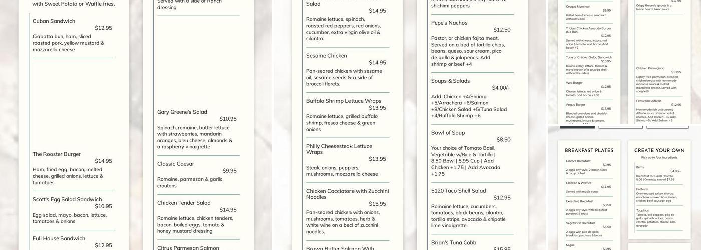 Roots Cafe Menu