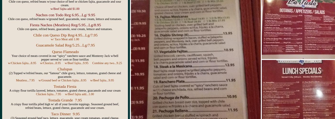 La Fiesta Menu