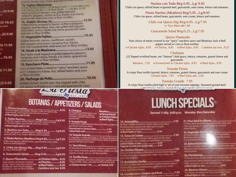 La Fiesta Menu