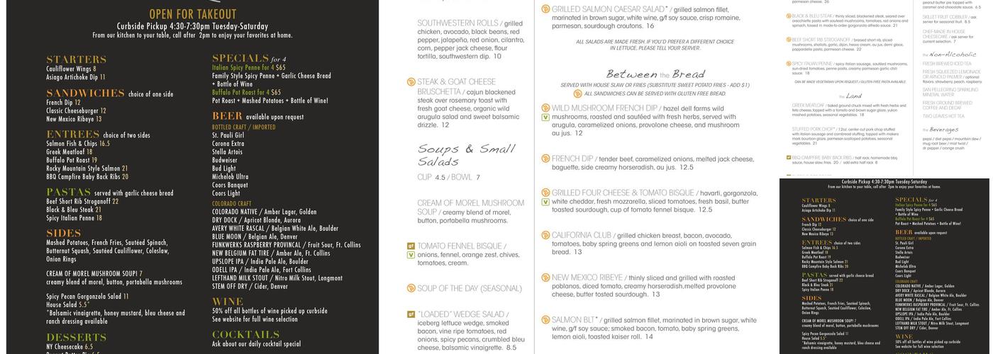 Bent Fork American Grill Menu