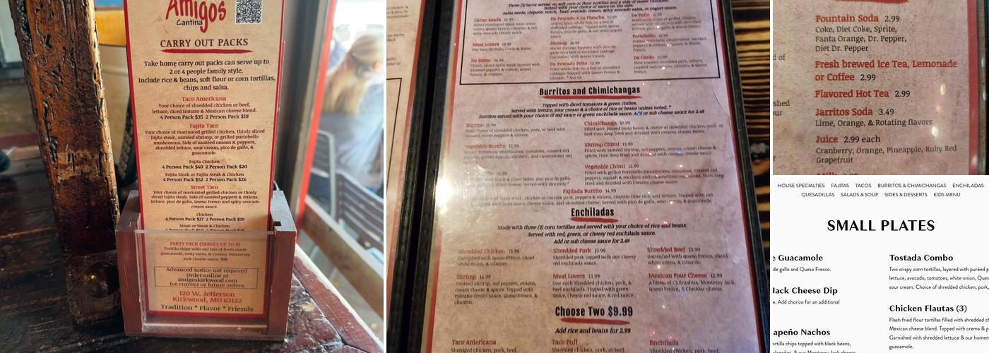Amigos Cantina Menu