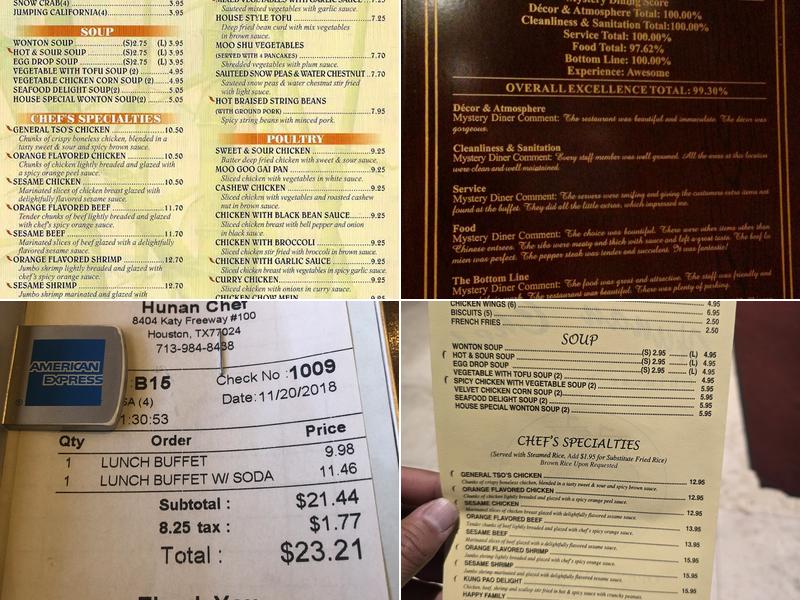 Hunan Chef Menu