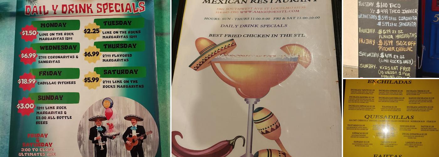 Amigo Joe's Mexican Restaurant and Cantina Menu