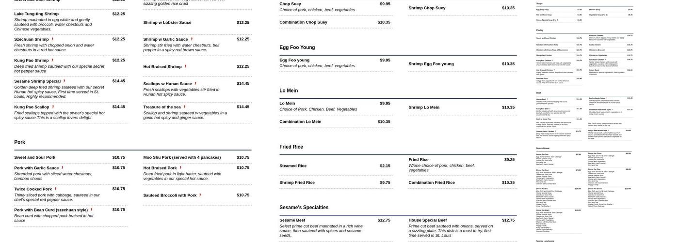 Sesame Menu