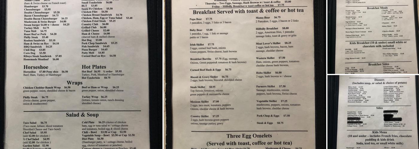 Elm Street Cafe Menu