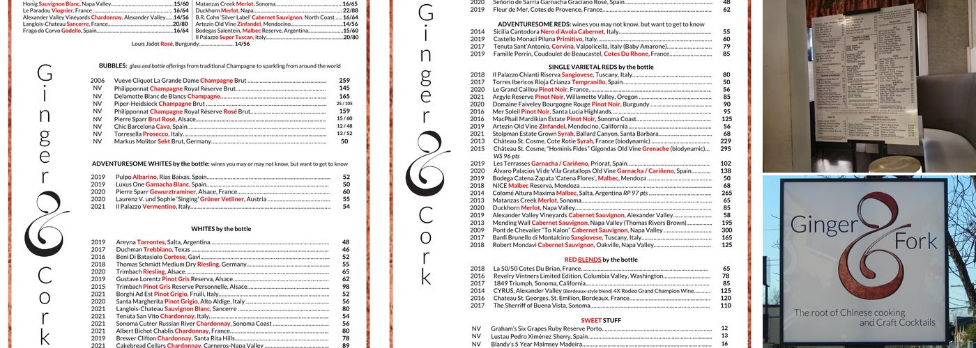 Ginger & Fork Menu