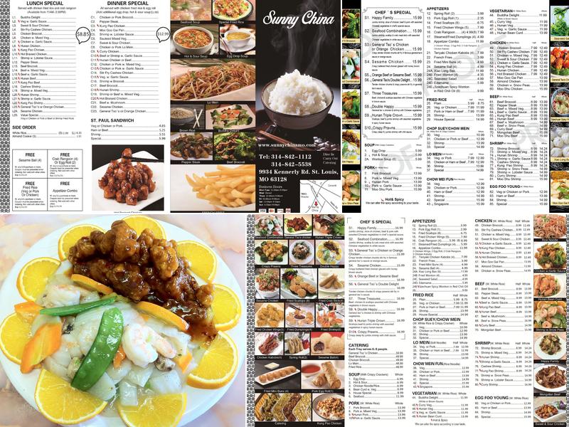 Sunny China Menu