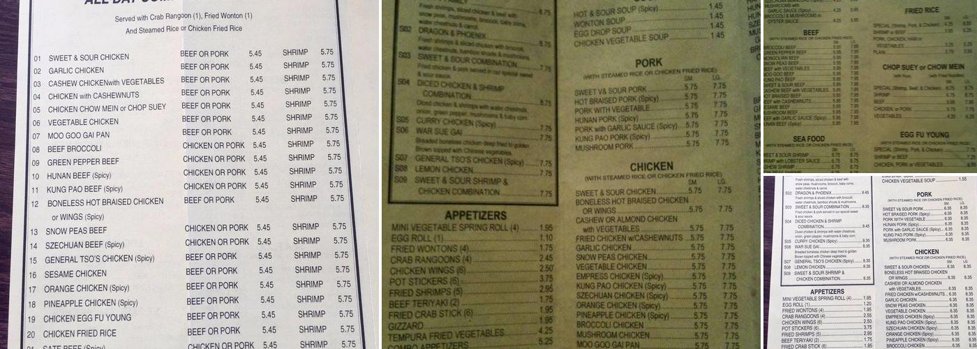 Dingho Restaurant Menu