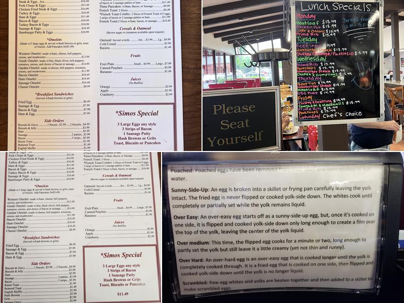 Simos Diner Menu