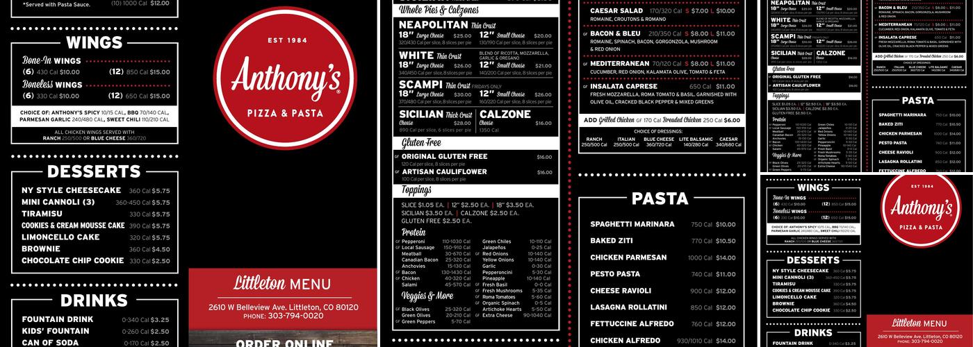Anthony's Pizza & Pasta Menu