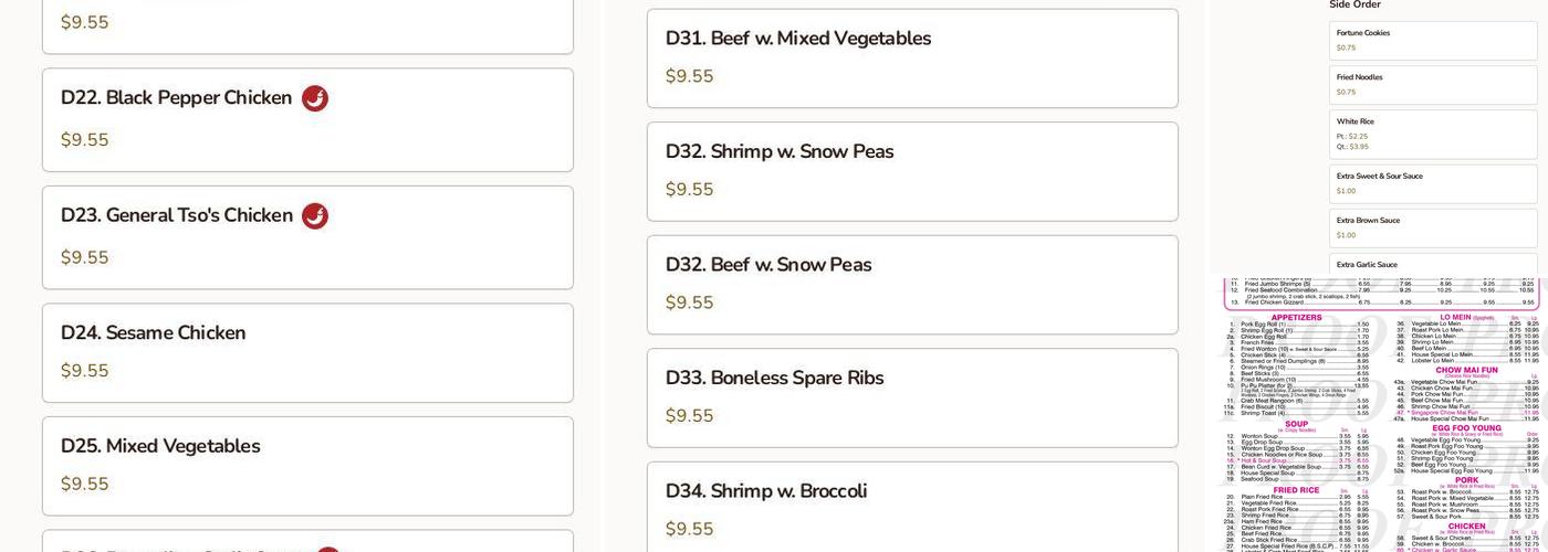 New China Cuisine Menu