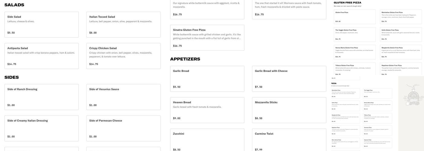 M.C.'s Brooklyn Pizzeria Menu