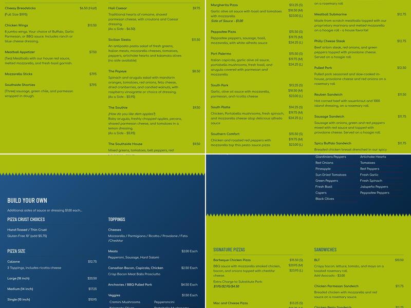 Southside Pizzeria Menu